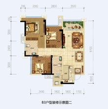 朗基少东家3室2厅2卫91.00平户型
