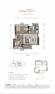 保利青江花园1期3室2厅2卫107.00平户型