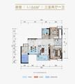 恒雨后现代城1期3室2厅1卫86.00平户型