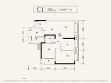 龙湖上城1期3室1厅1卫94.56平户型