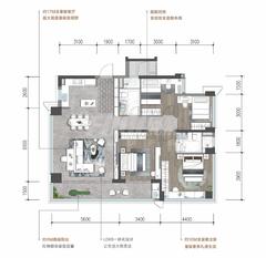 珠江铂世花园2期4室2厅2卫140.00平户型