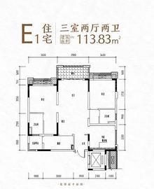 成都融创文旅城1期3室2厅2卫113.00平户型