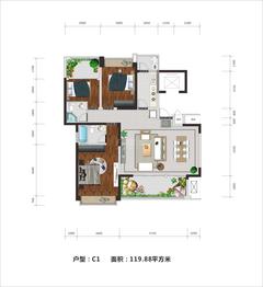禹通 宝誉府3室2厅2卫119.88平户型