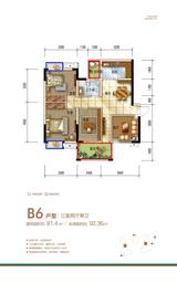西城锦绣 3室2厅1卫 81.40平米