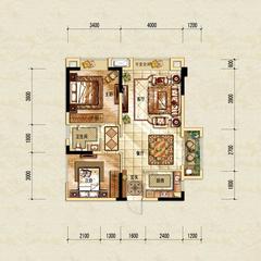 古川上苑2室2厅1卫77.10平户型