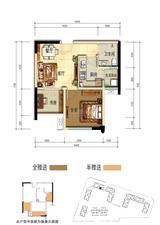 荣盛花语城 1室2厅1卫 43.33平米