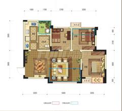 长坤时代锦绣3室2厅1卫80.00平户型