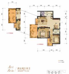 棠湖清江花语1期2室2厅1卫85.15平户型