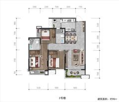 领地观江府1期3室2厅2卫98.00平户型