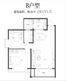 凤栖苑1期2室1厅1卫93.35平户型