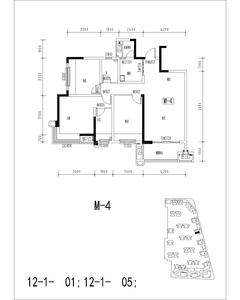 祥荣城市绿洲3期3室2厅2卫115.58平户型