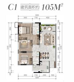 花样年·家天下1期3室2厅2卫105.00平户型