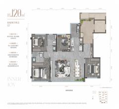 保利天府瑧悦花园1期4室2厅2卫120.17平户型