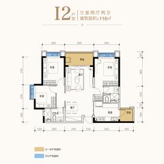 恒大林溪郡3室2厅2卫116.00平户型