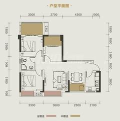 中筑西府兰庭3室2厅1卫78.00平户型