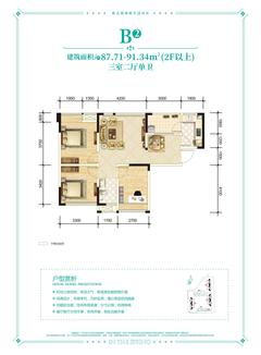 春天里1期3室2厅1卫89.20平户型