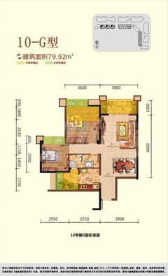 星岛国际2室2厅1卫79.92平户型