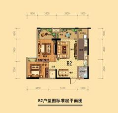 金山御景蓝湾2室2厅1卫95.70平户型