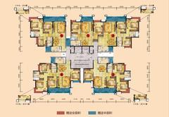 富力桃园1期3室2厅2卫118.35平户型