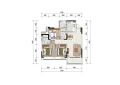 格林柏悦云庭1期3室2厅2卫107.00平户型