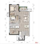 万科 悦海园1期 3室2厅1卫 86.00平米