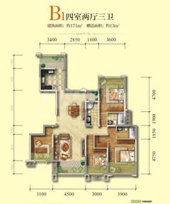 龙光天悦龙庭4室2厅3卫172.18平户型