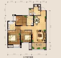 银海中心3室2厅2卫103.90平户型