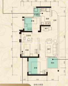 翔宇榜样家3室2厅1卫63.80平户型