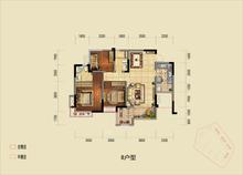 蓝光兰亭悦府1期3室2厅2卫98.00平户型