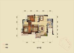蓝光兰亭悦府1期3室2厅2卫98.00平户型