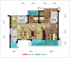 碧桂园城市花园3室2厅2卫142.00平户型