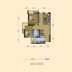 东湖郡2室2厅1卫66.45平户型