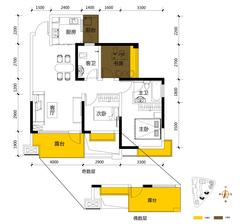 源上湾国际社区2期3室2厅2卫89.83平户型