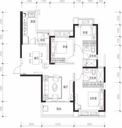 恒大西辰绿洲1期3室2厅2卫121.00平户型