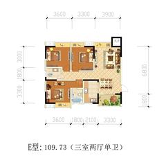 西江河畔3室2厅2卫107.22平户型