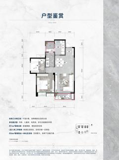 滨湖铂萃湾小区1期2室2厅1卫88.00平户型