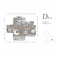 万新峰荟1期3室2厅2卫105.00平户型