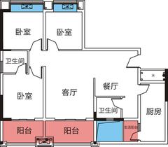 南岸华庭1期3室2厅2卫115.77平户型