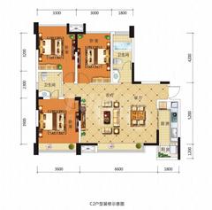 积家御景3室2厅2卫114.00平户型