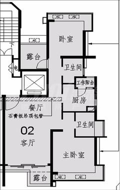 山河玖璋2室2厅2卫83.48平户型