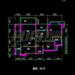 五彩城2期2室2厅1卫90.94平户型
