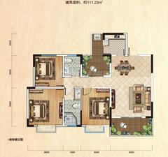 锦绣宸府1期3室2厅2卫111.00平户型