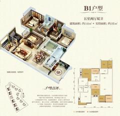 玺龙湾3期5室2厅2卫144.00平户型