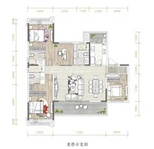 中南上熙府熙悦花园1期4室2厅3卫147.00平户型