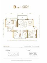 龙腾御锦城1期 3室2厅2卫 107.00平米
