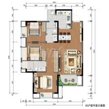 远洋栖棠1期3室2厅2卫99.29平户型