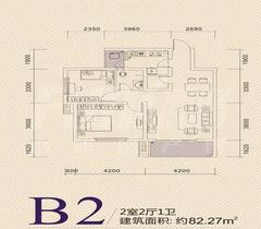 广泽长河郡3期奥格斯堡2室2厅1卫82.27平户型