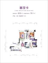 正成金楠尚府 2室2厅1卫 62.90平米