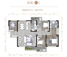 公园澜岸府1期4室2厅2卫165.00平户型