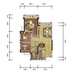 新景鼎南川宇1期3室2厅1卫74.00平户型